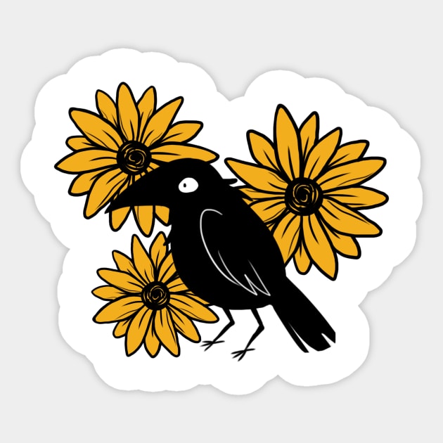 Crow and Flowers Sticker by KatieCrumpton